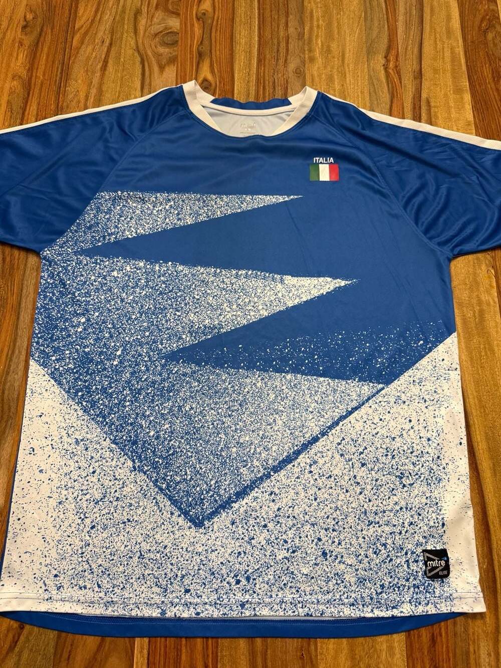 Mitre Elite Italia Soccer Jersey Blue White Graphic Print